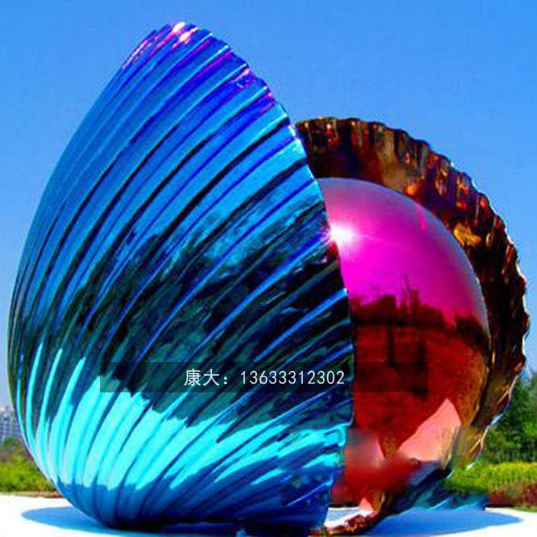河北康大雕塑户外不锈钢现代金属创意镂空贝壳雕塑的图片